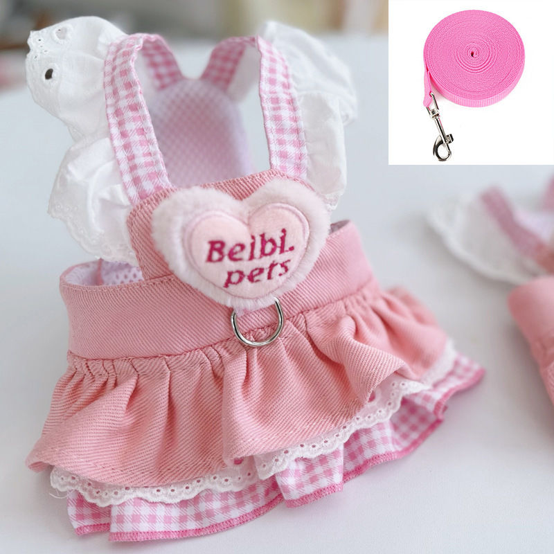 Breathable Denim Princess Harness Dress - Spring Summer Outfit for Small Dogs, Poodle Pomeranian Bichon Puppy