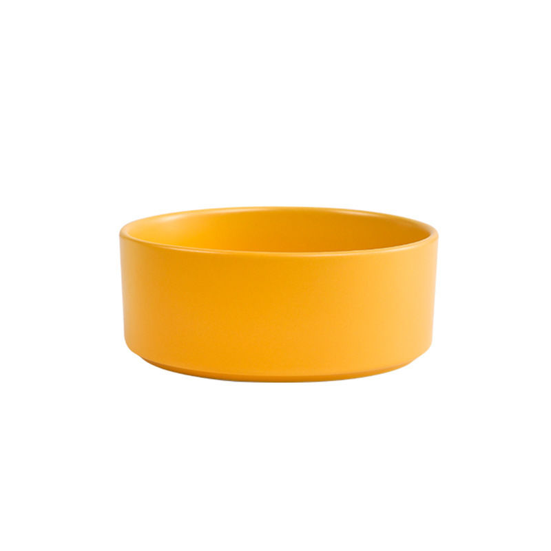 Ceramic Double Pet Bowl with Bamboo Stand for Cats Dogs