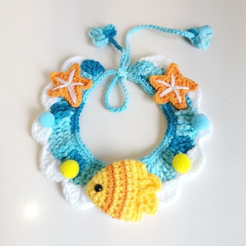 Hand-Knitted Wool Pet Collar Scarf Adjustable for Dogs and Cats