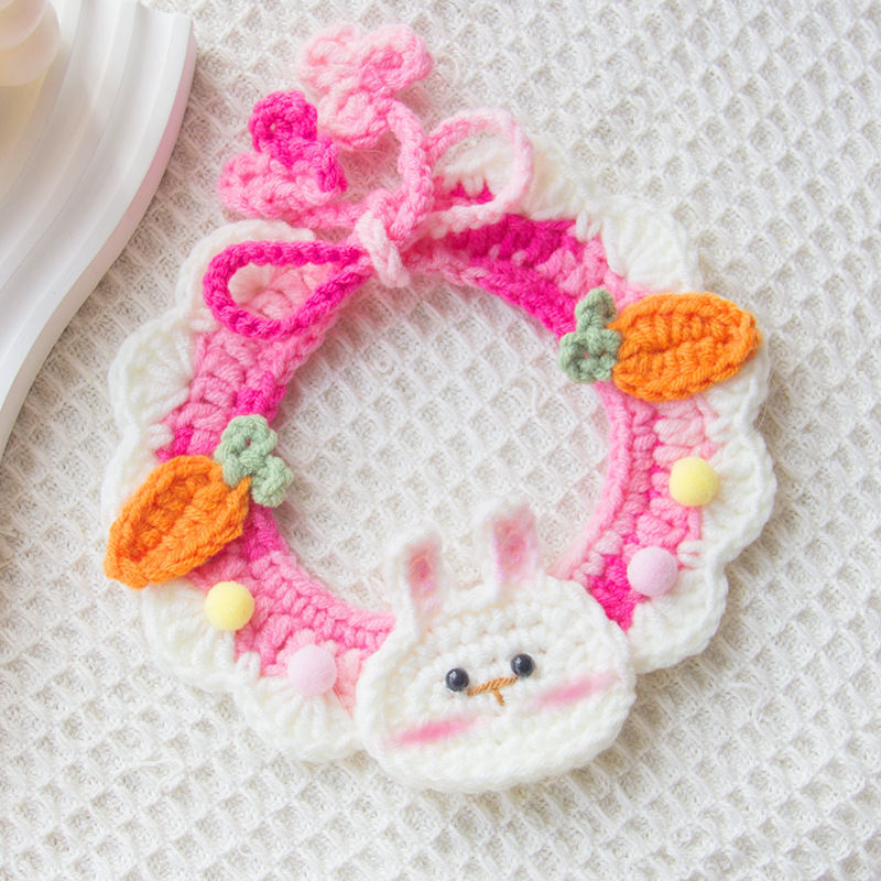 Hand-Knitted Wool Pet Collar Scarf Adjustable for Dogs and Cats