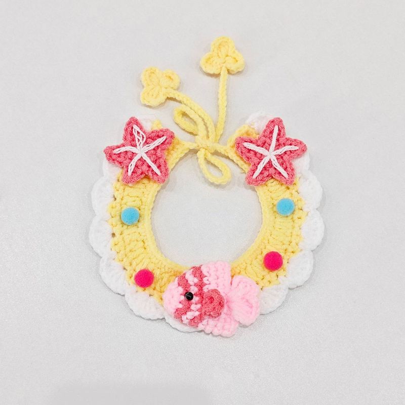 Hand-Knitted Wool Pet Collar Scarf Adjustable for Dogs and Cats