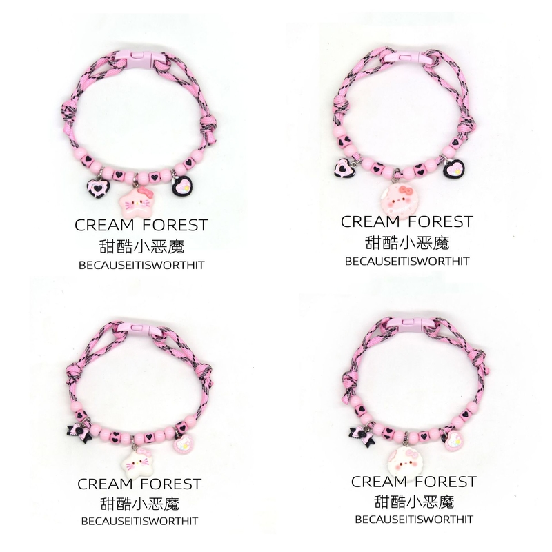 Pink Black Star Charm Pet Collar Adjustable for Dogs Cats