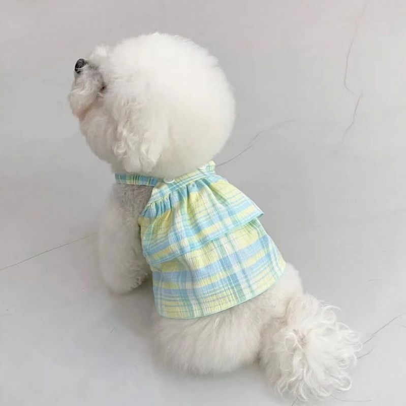 Double Layer Plaid Dog Dress for Poodles and Bichons