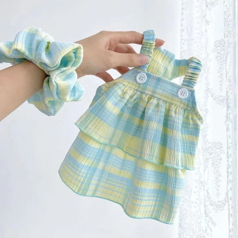 Double Layer Plaid Dog Dress for Poodles and Bichons